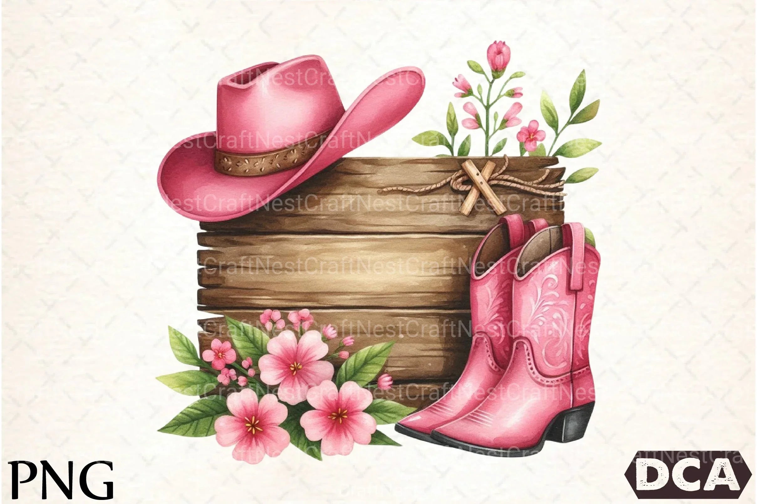 Wooden Sign with Pink Cowboy Hat Clipart Bundle 77 - CraftNest - Digital Crafting and Art