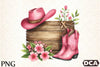 Wooden Sign with Pink Cowboy Hat Clipart Bundle