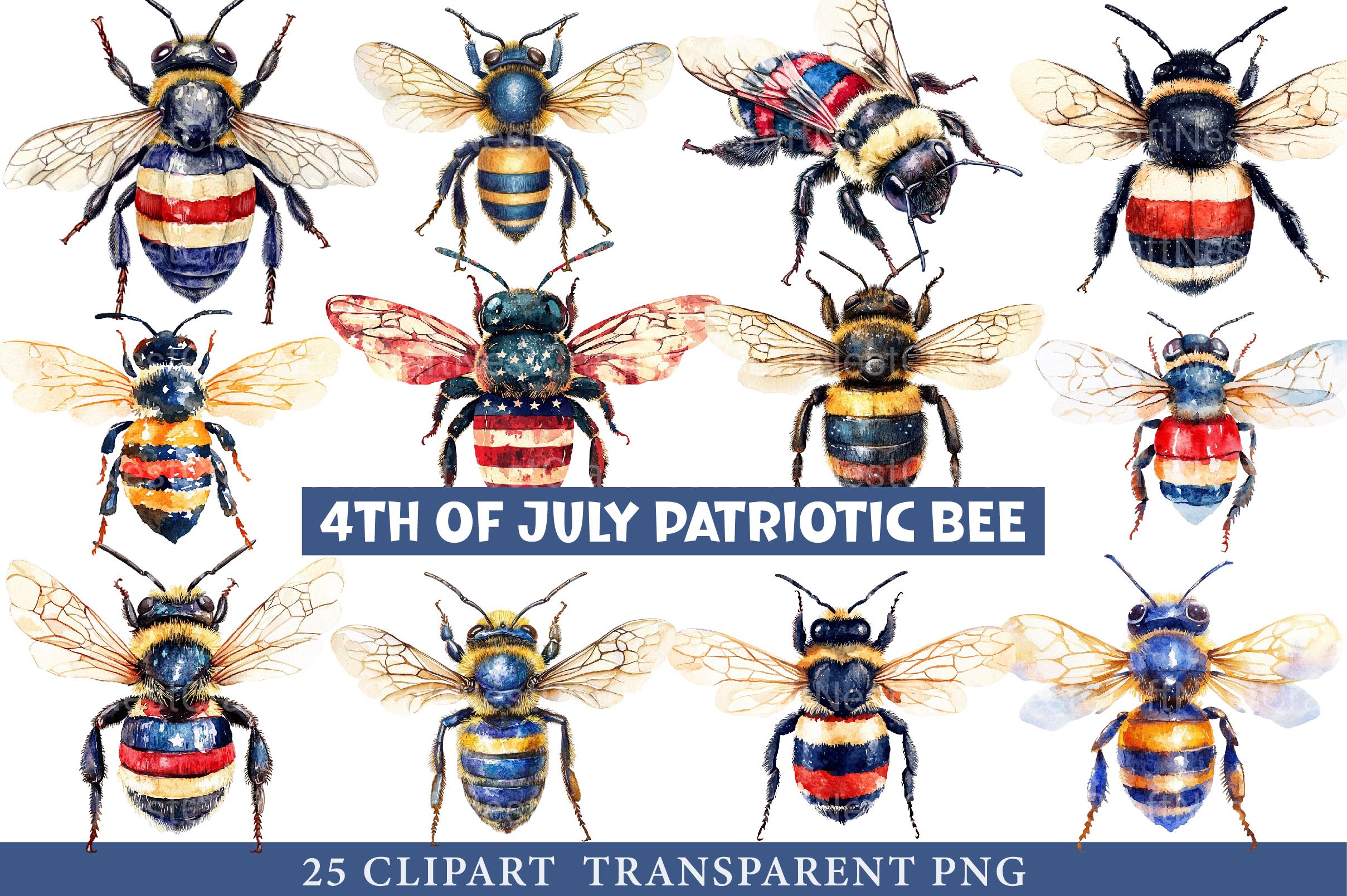 4th of July Patriotic Bee Clipart - CraftNest - Digital Crafting and Art