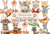 Autumn Cute Animals Clipart Bundle