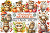 Cute Autumn Owl Clipart Bundle