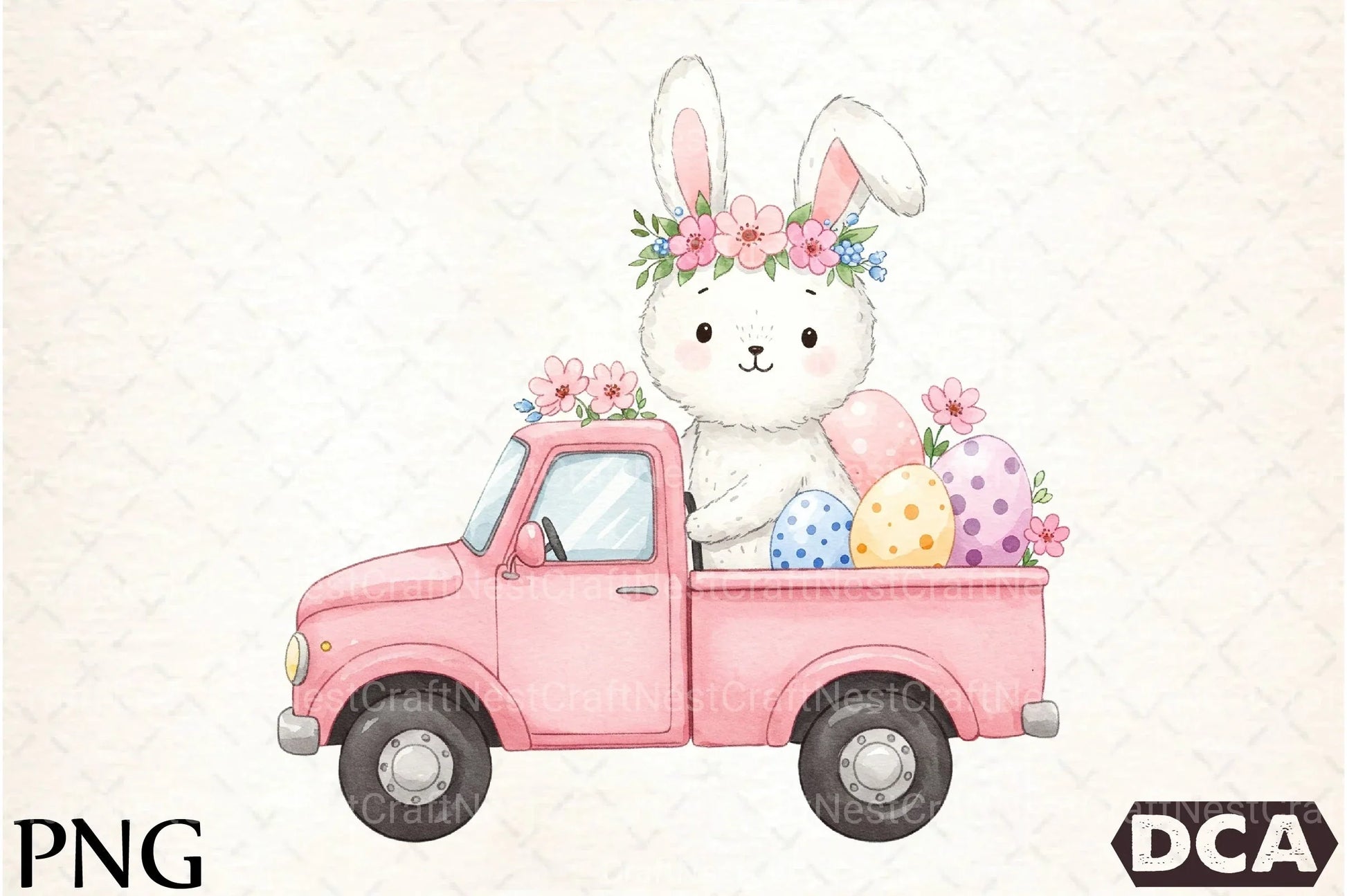 Cute Bunny Car Clipart Bundle - CraftNest - Digital Crafting and Art