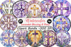 Lavender Blessing & Cross Stained Glass Clipart Bundle