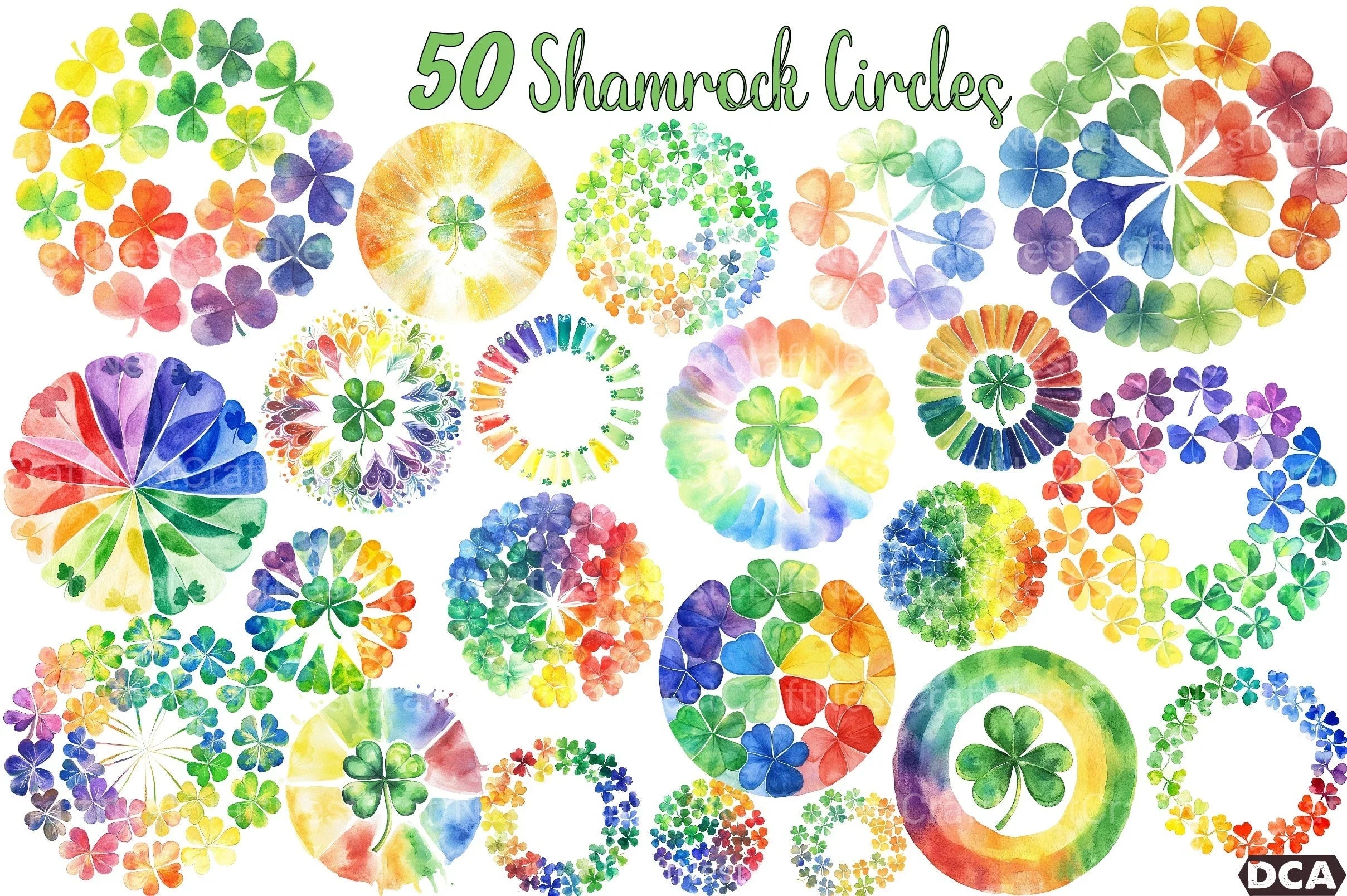 Rainbow Shamrock Circles Clipart Bundle 7 - CraftNest - Digital Crafting and Art