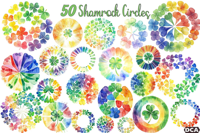 Rainbow Shamrock Circles Clipart Bundle 7 - CraftNest - Digital Crafting and Art