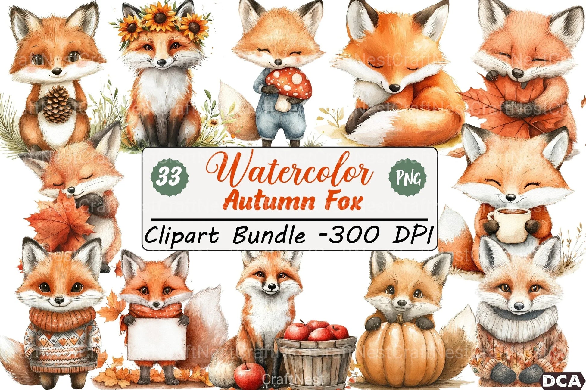 Autumn Fox Clipart Bundle 99 - CraftNest - Digital Crafting and Art