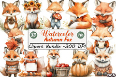 Autumn Fox Clipart Bundle 99 - CraftNest - Digital Crafting and Art