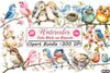 Cute Birds on Branch Clipart Bundle