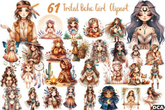 Tribal Boho Girl Clipart Bundle 14 - CraftNest - Digital Crafting and Art
