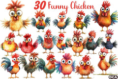 Quirky Funny Chicken Clipart Bundle 1 - CraftNest - Digital Crafting and Art