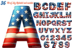 4th July Alphabet & Number Font Clipart Bundle - CraftNest - Digital Crafting and Art