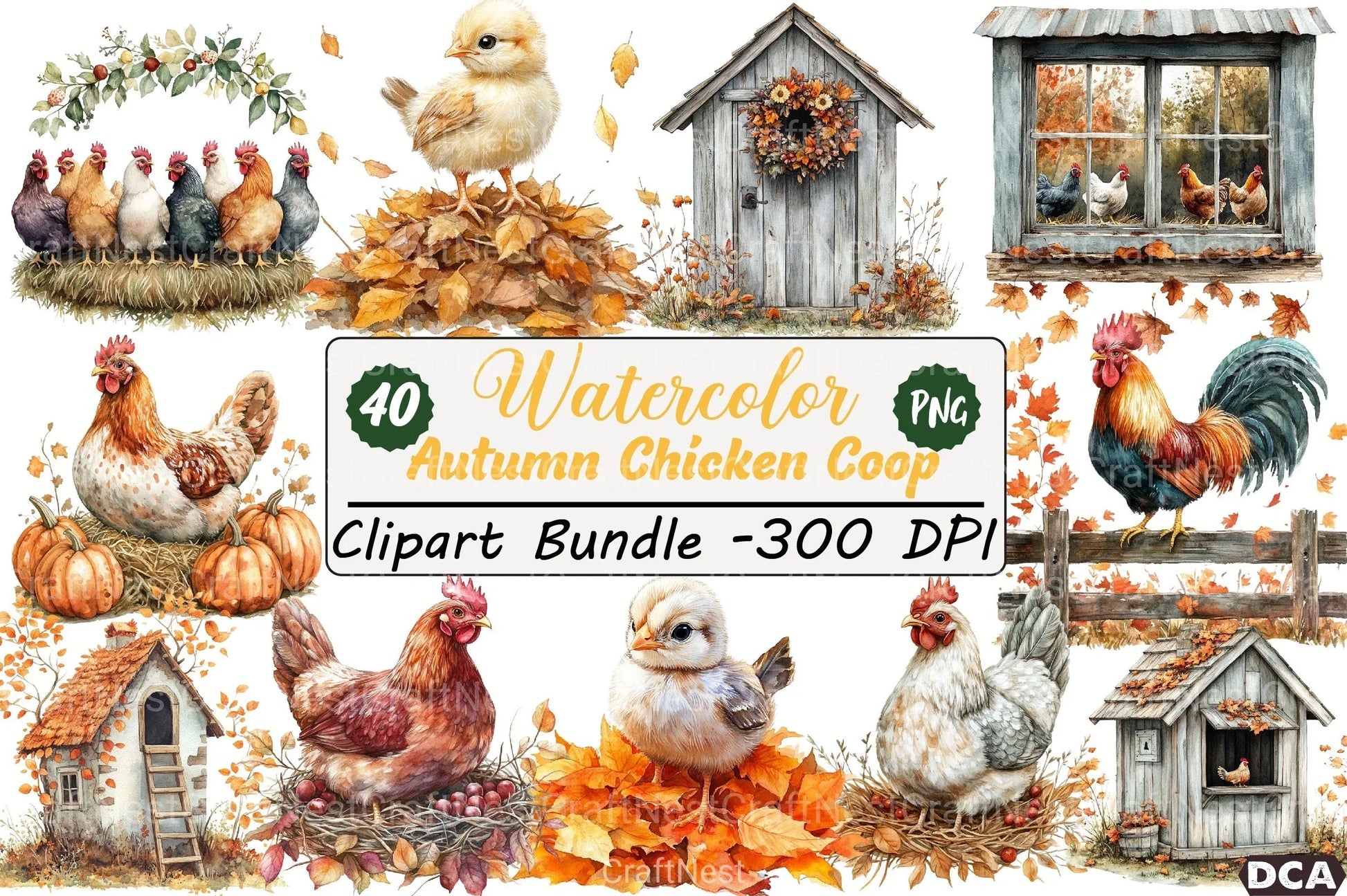Autumn Chicken Coop Clipart Bundle 99 - CraftNest - Digital Crafting and Art