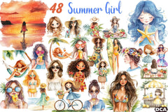 Summer Girl Clipart Bundle 56 - CraftNest - Digital Crafting and Art