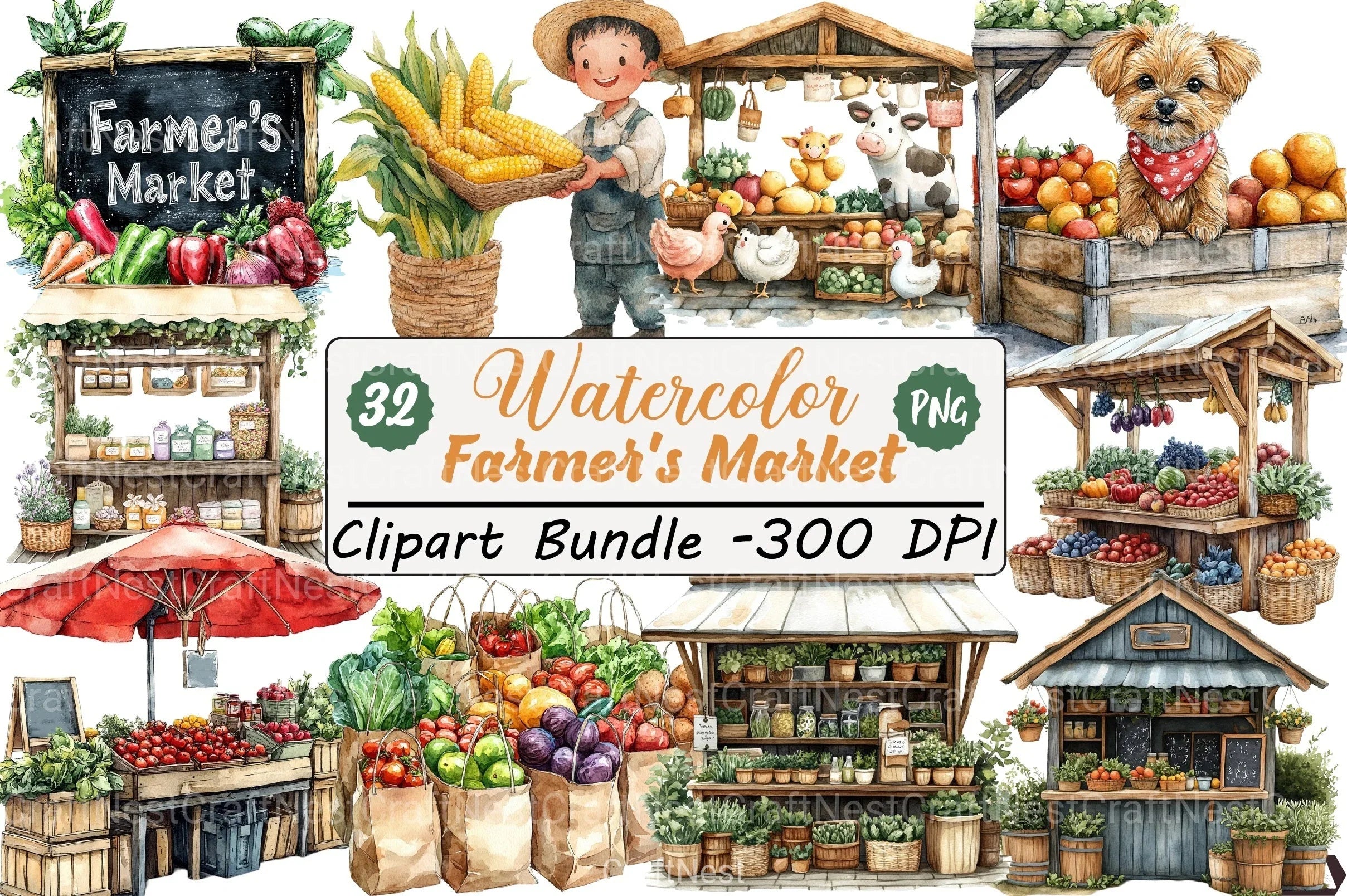 Farmer's Market Clipart Bundle 99 - CraftNest - Digital Crafting and Art