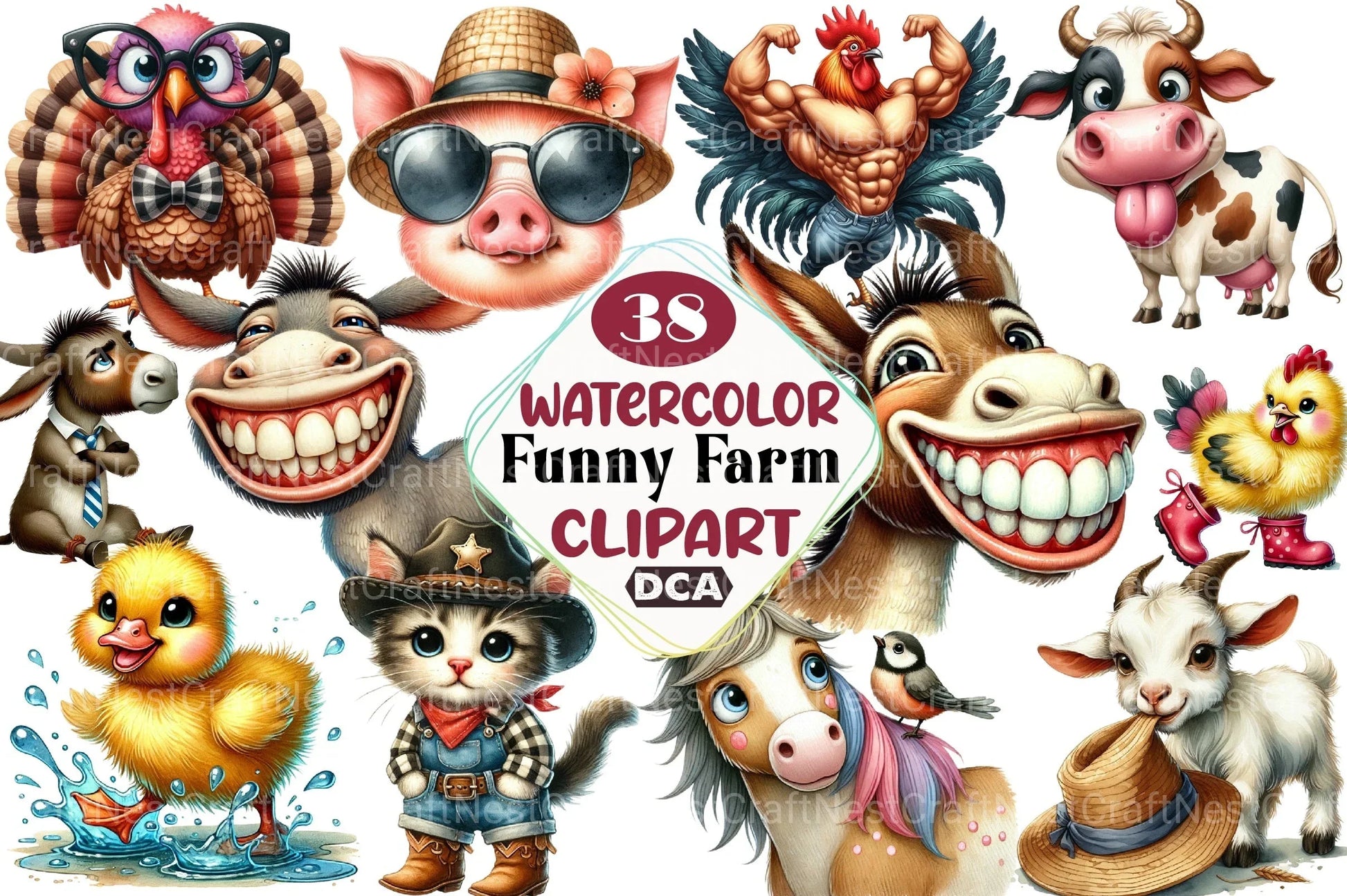 Funny Farm Cartoon Clipart Bundle - CraftNest - Digital Crafting and Art
