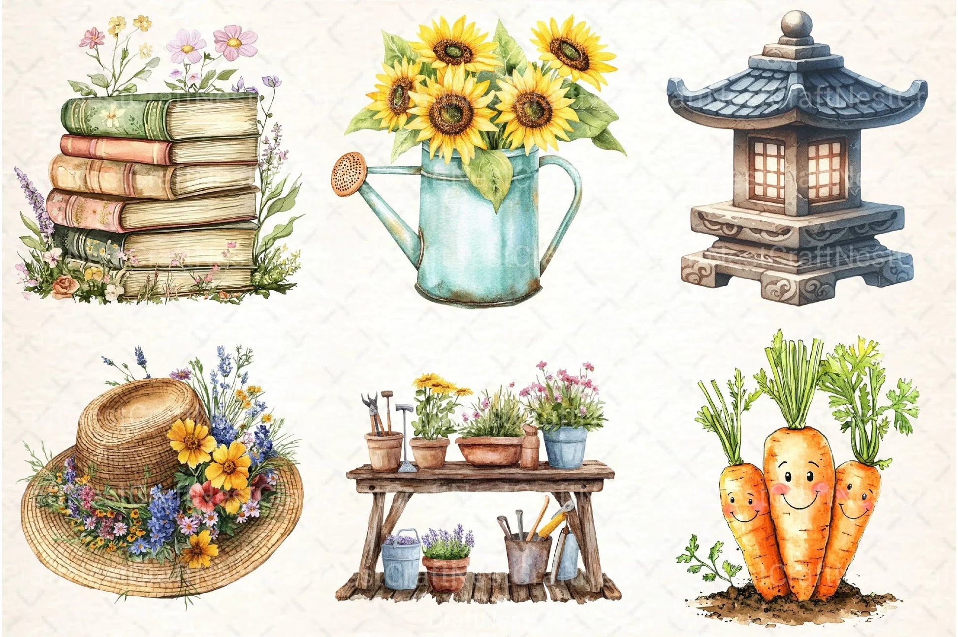 Cute Summer Gardening Clipart Bundle - CraftNest - Digital Crafting and Art