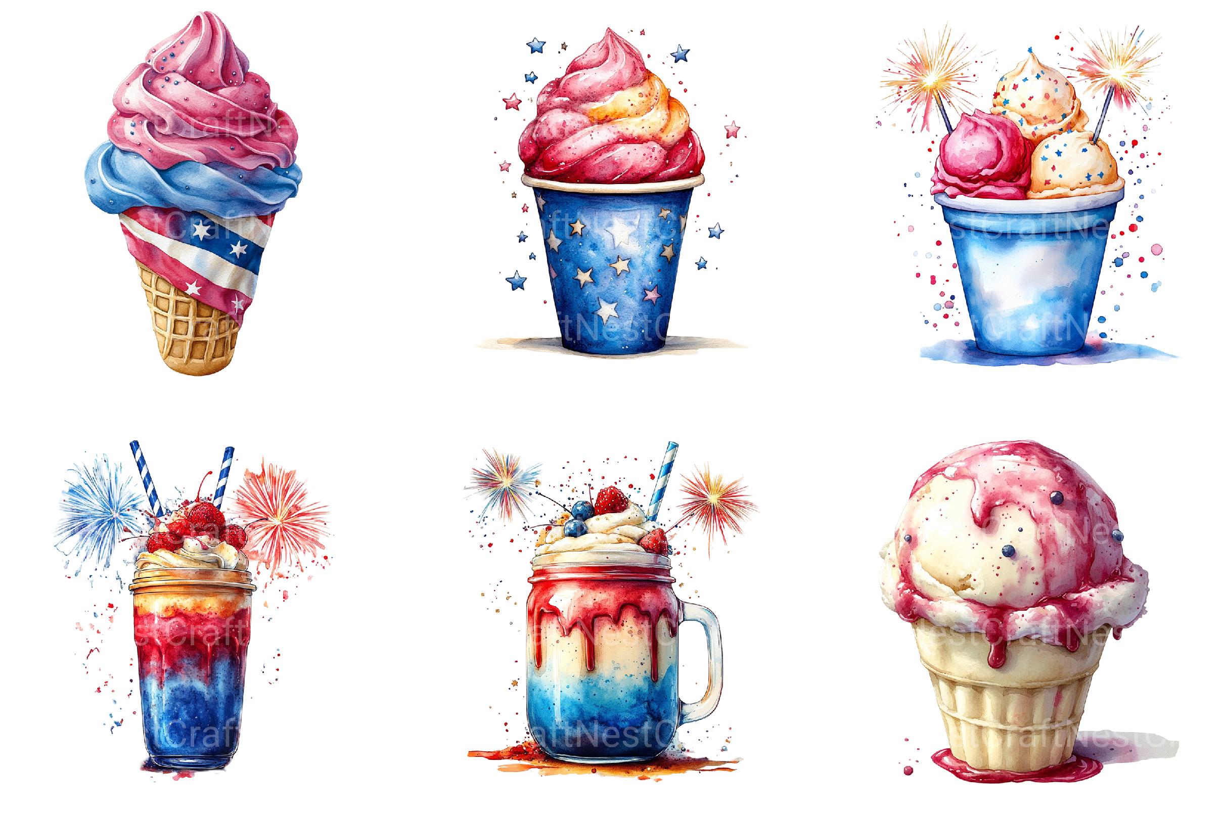4th of July Ice Cream Clipart - CraftNest - Digital Crafting and Art