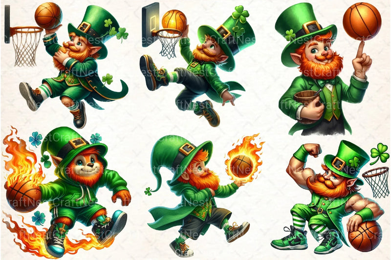 Leprechaun Dunk Basketball Clipart Bundle - CraftNest - Digital Crafting and Art