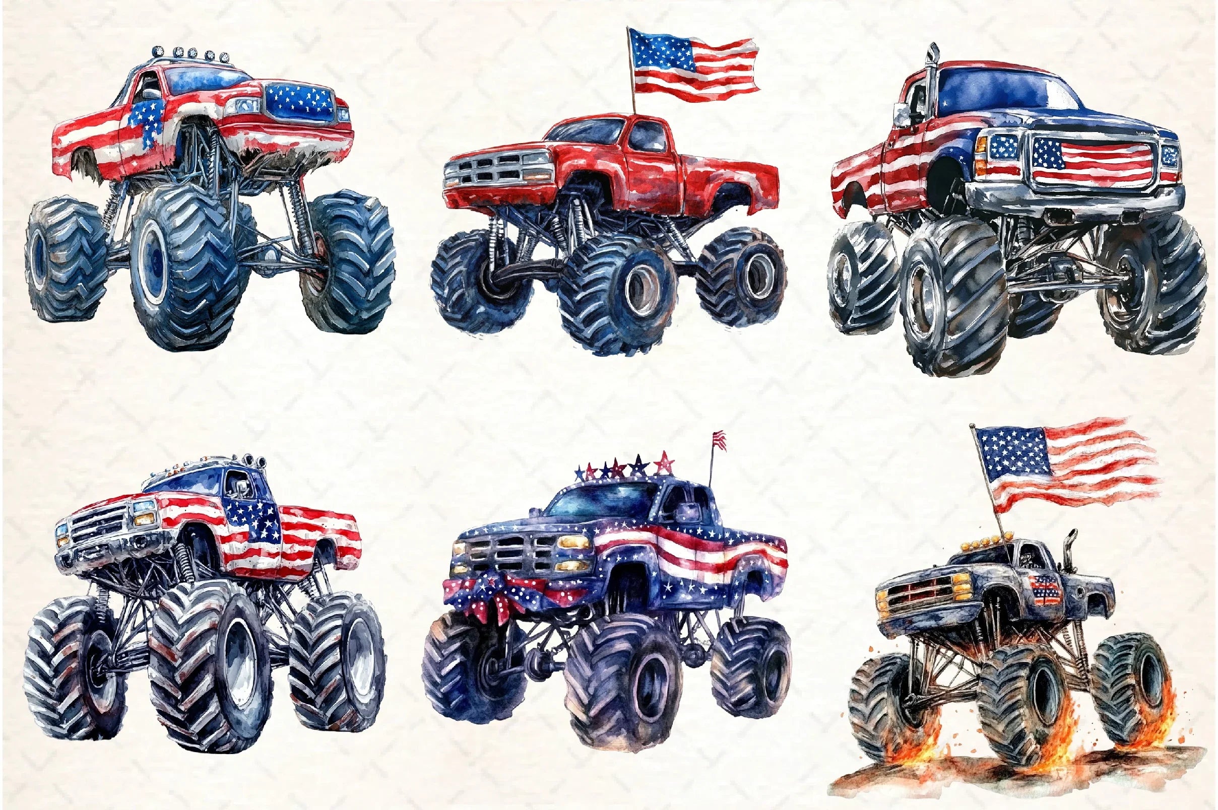 Monster Truck 4th of July Clipart Bundle - CraftNest - Digital Crafting and Art