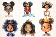 Quirky African American Girl Crown Clipart Bundle - CraftNest - Digital Crafting and Art