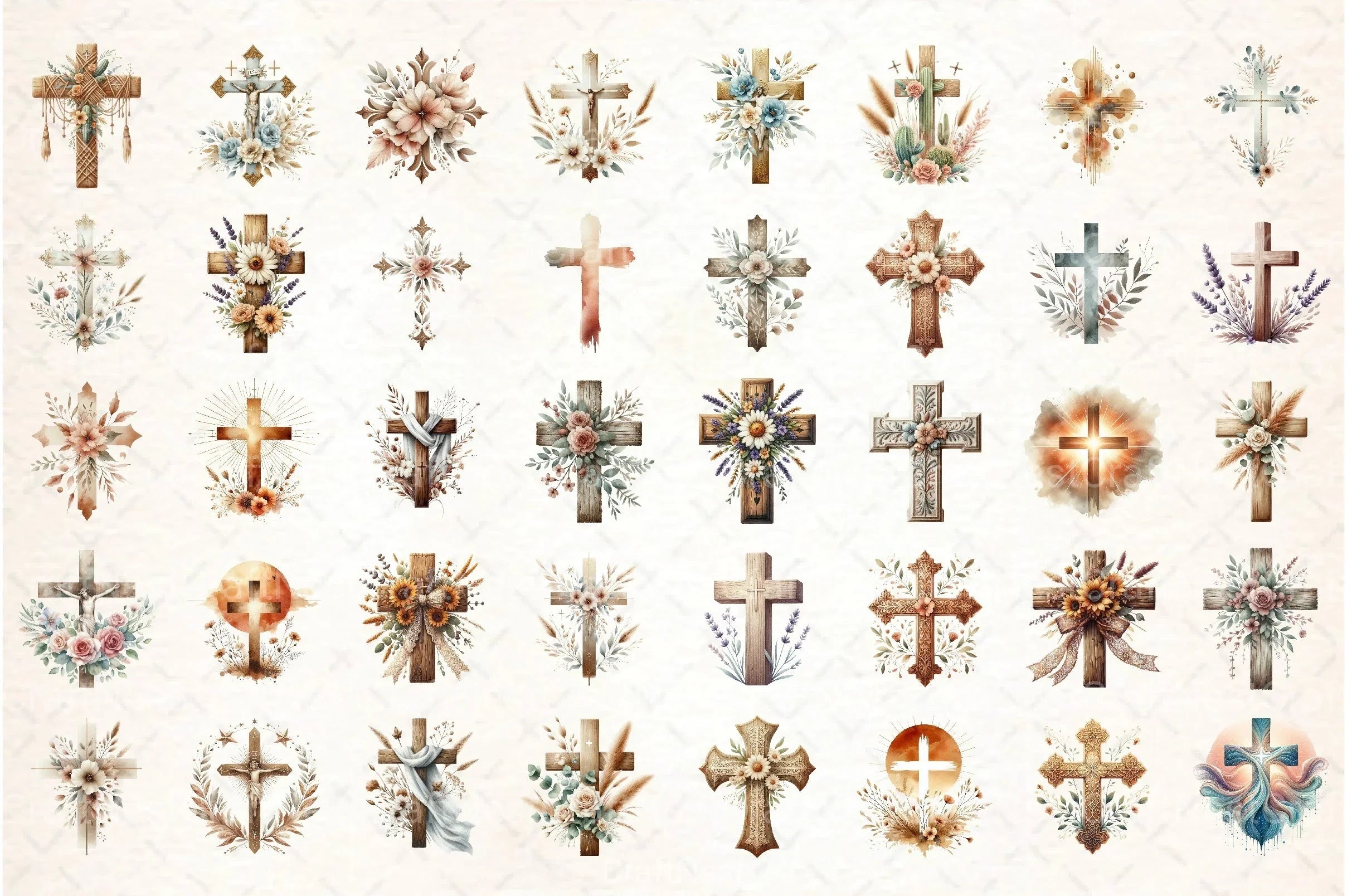 Boho Jesus Cross Clipart Bundle - CraftNest - Digital Crafting and Art