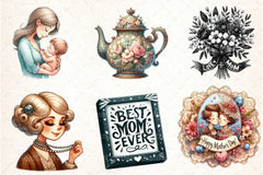 Black and White Mother's Day Clipart Bundle - CraftNest - Digital Crafting and Art