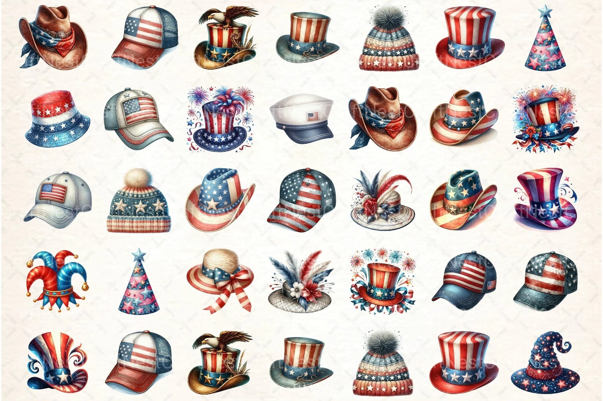 4th of July USA Patriotic Hat Clipart Bundle - CraftNest - Digital Crafting and Art