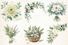 Sage Green and Ivory Floral Clipart Bundle - CraftNest - Digital Crafting and Art
