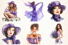 Purple Summer Vintage Woman Clipart Bundle - CraftNest - Digital Crafting and Art