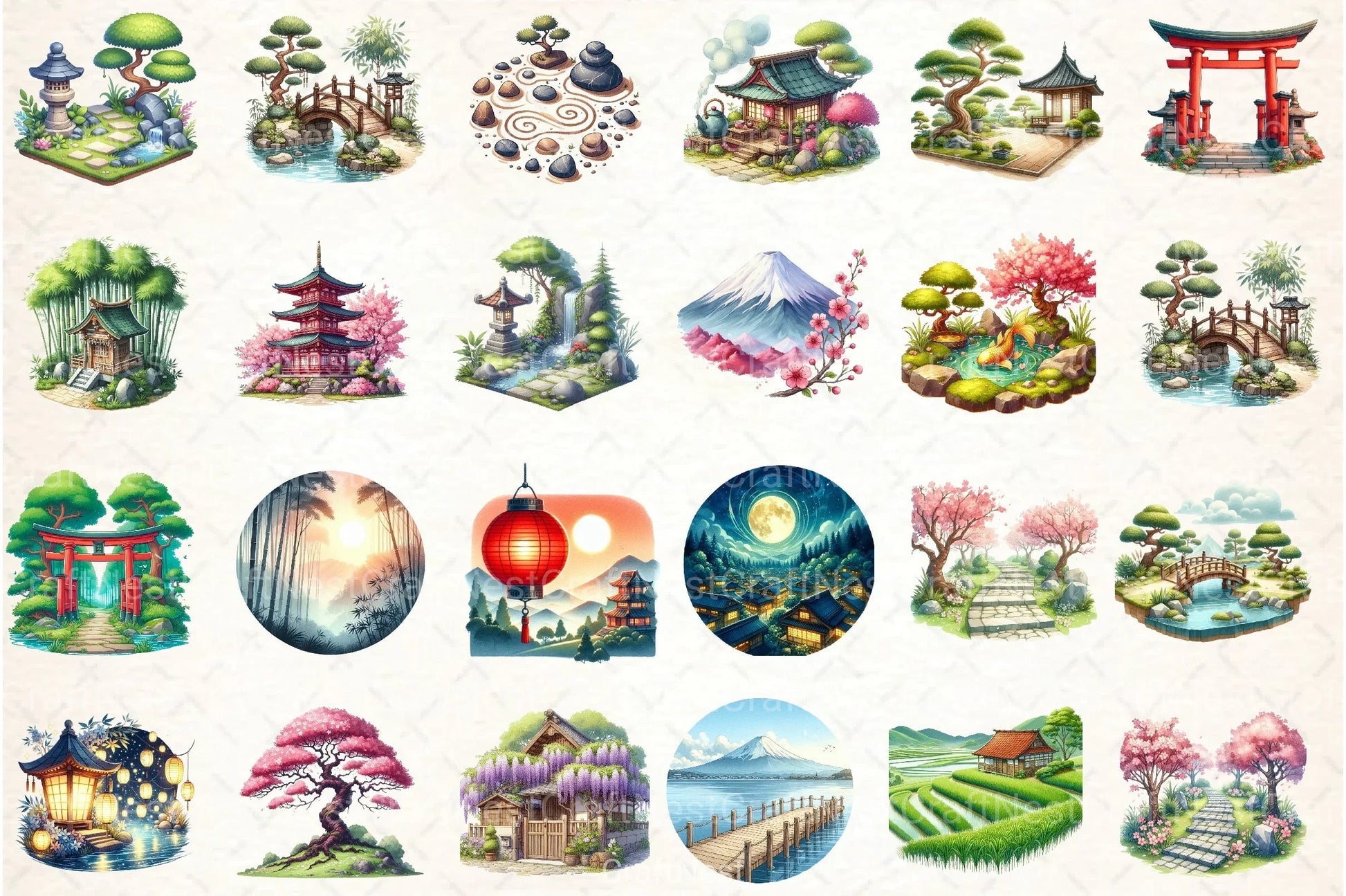 Japanese Landscape Clipart Bundle - CraftNest - Digital Crafting and Art