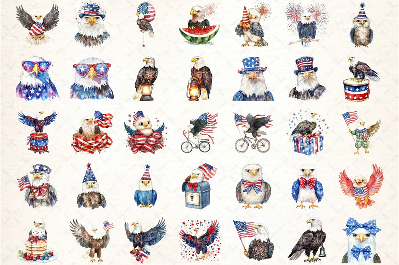 Cute Baby Bald Eagle 4th of July Clipart Bundle 1 - CraftNest - Digital Crafting and Art