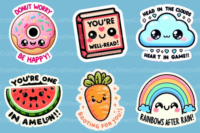 Funny Motivational Pun Sticker Clipart Bundle - CraftNest - Digital Crafting and Art