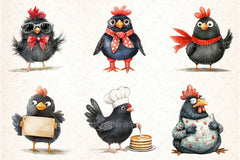 Quirky Funny Black Chicken Clipart Bundle - CraftNest - Digital Crafting and Art