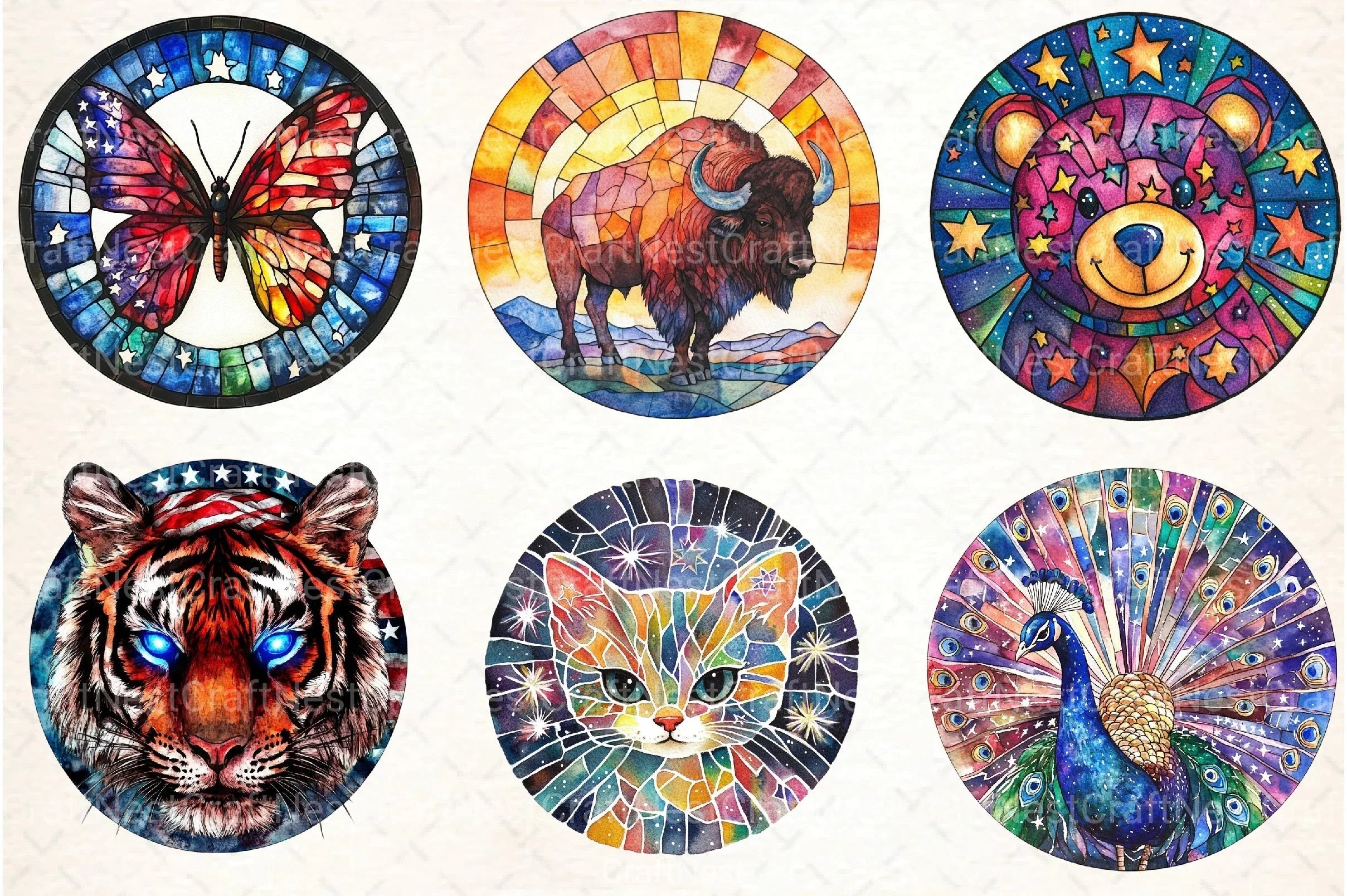 Stained Glass 4th of July Clipart Bundle - CraftNest - Digital Crafting and Art