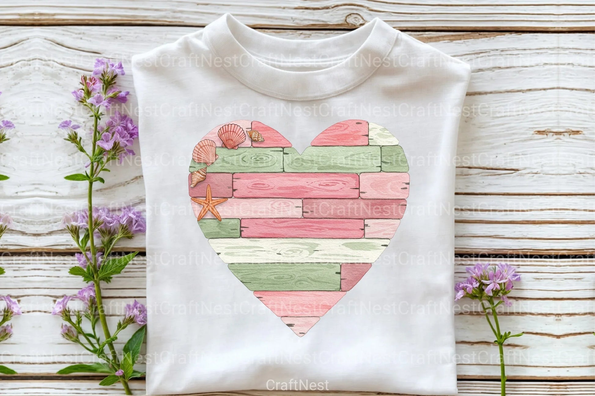 Summer Wooden Heart Clipart Bundle - CraftNest - Digital Crafting and Art