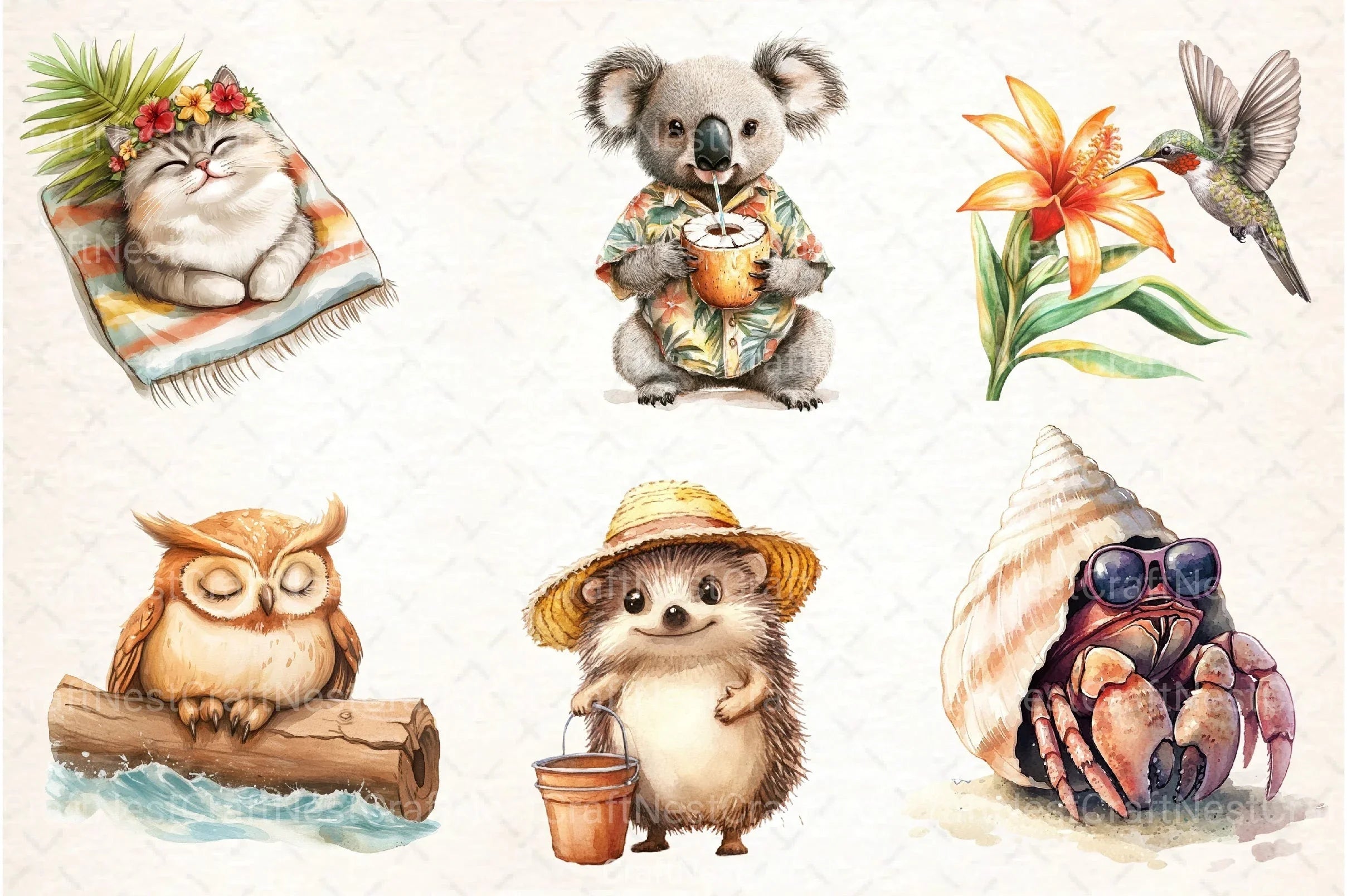 Summer Beach Animals Clipart Bundle - CraftNest - Digital Crafting and Art