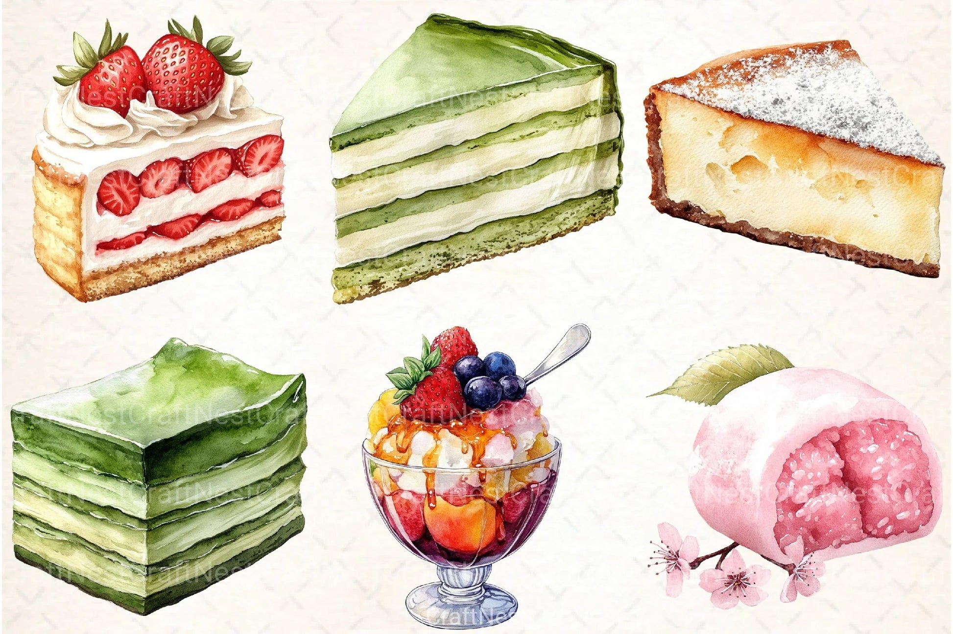 Japanese Dessert Clipart Bundle - CraftNest - Digital Crafting and Art