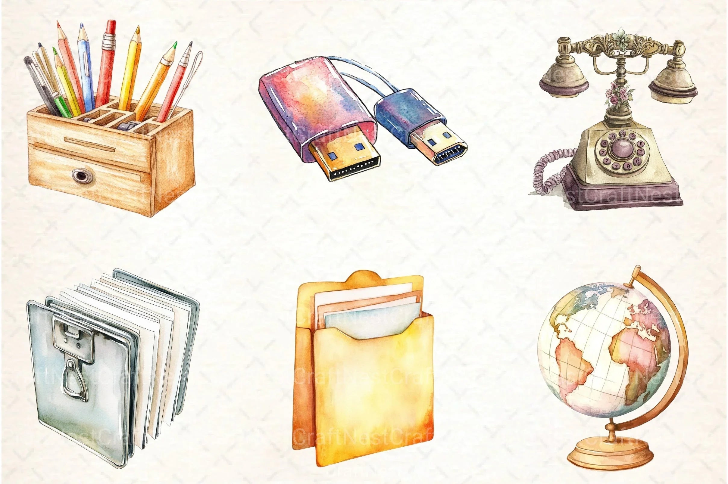 Office Supplies Clipart Bundle - CraftNest - Digital Crafting and Art