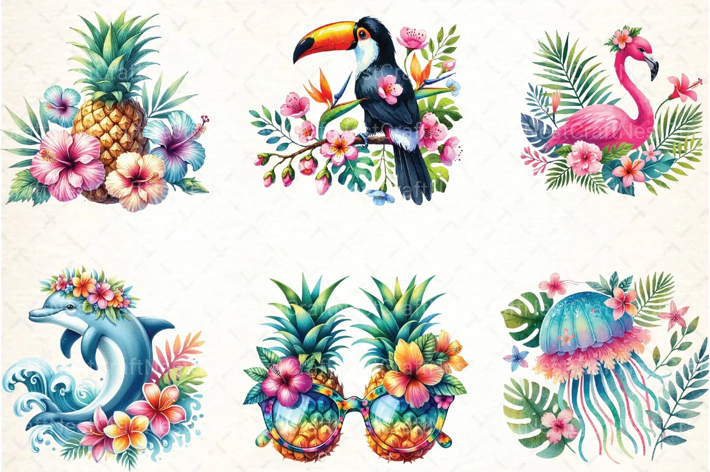 Tropical Spring Clipart Bundle 4 - CraftNest - Digital Crafting and Art