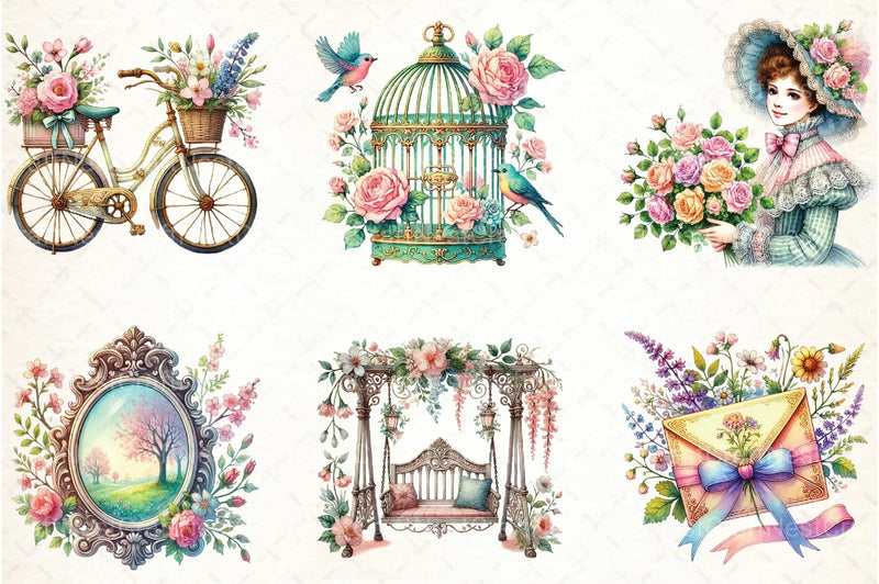 Beautiful Victorian Spring Clipart Bundle 99 - CraftNest - Digital Crafting and Art