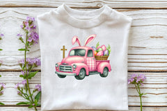 Pink Checkered Truck with Bunny Ears Clipart Bundle 4 - CraftNest - Digital Crafting and Art