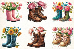 Spring Flower Boots Clipart Bundle - CraftNest - Digital Crafting and Art