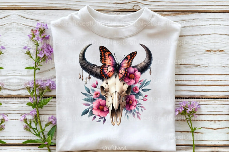 Bull Skull with Horns Clipart Bundle - CraftNest - Digital Crafting and Art