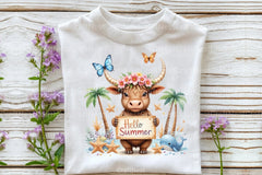 Summer Highland Cow Clipart Bundle 11 - CraftNest - Digital Crafting and Art