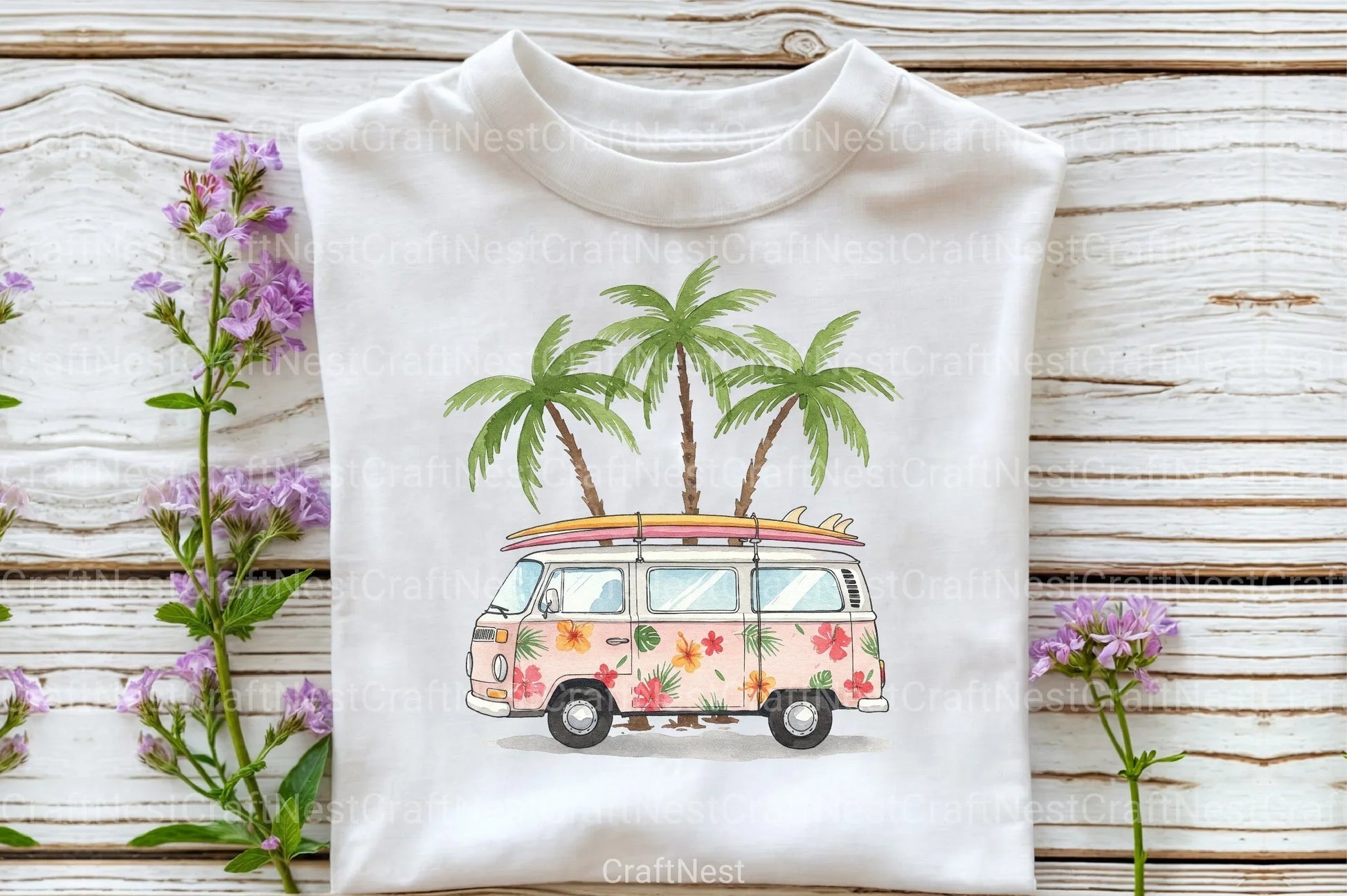 Vintage Van with Surfboards Clipart Bundle 2 - CraftNest - Digital Crafting and Art