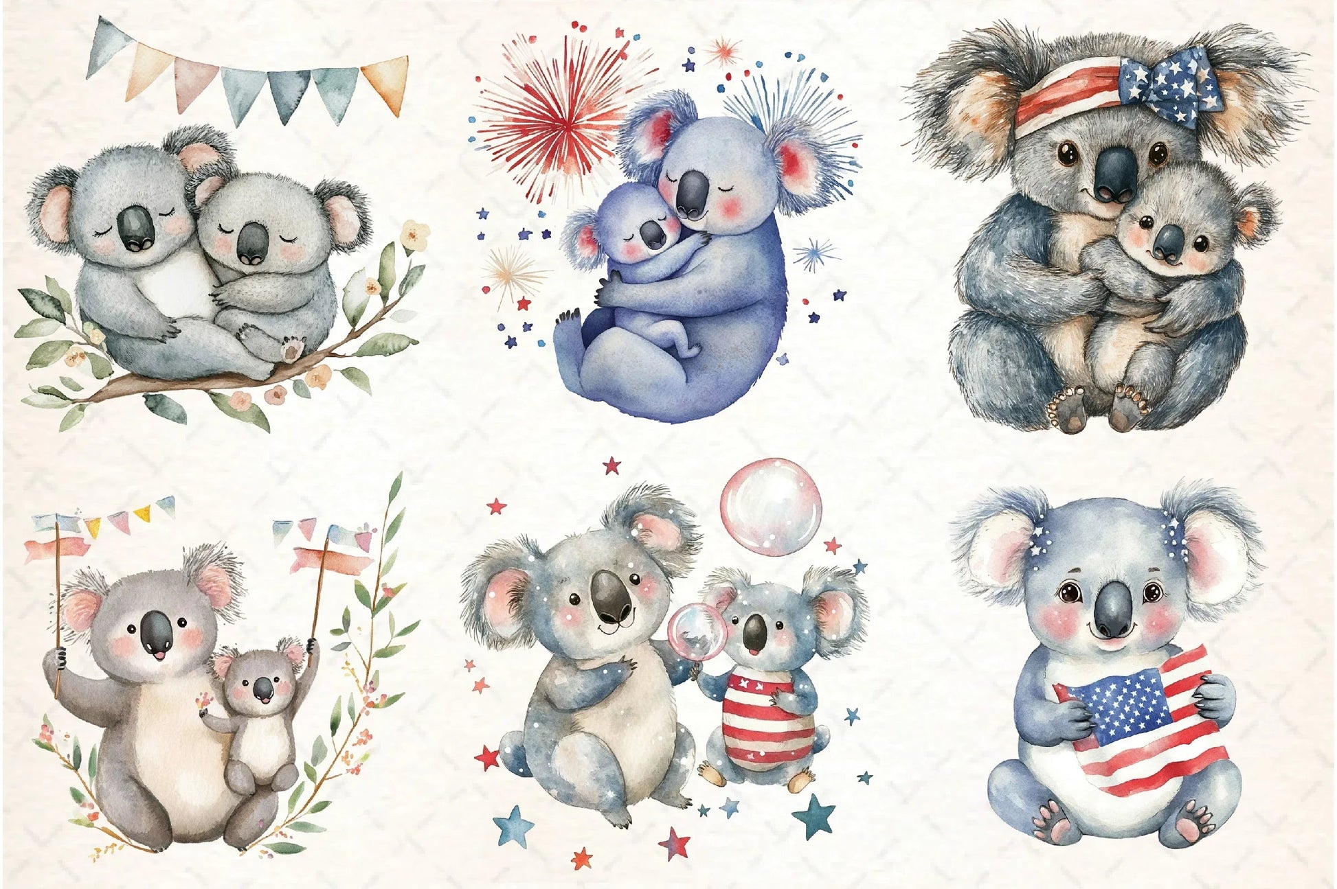 Mother Koala 4th of July Clipart Bundle - CraftNest - Digital Crafting and Art