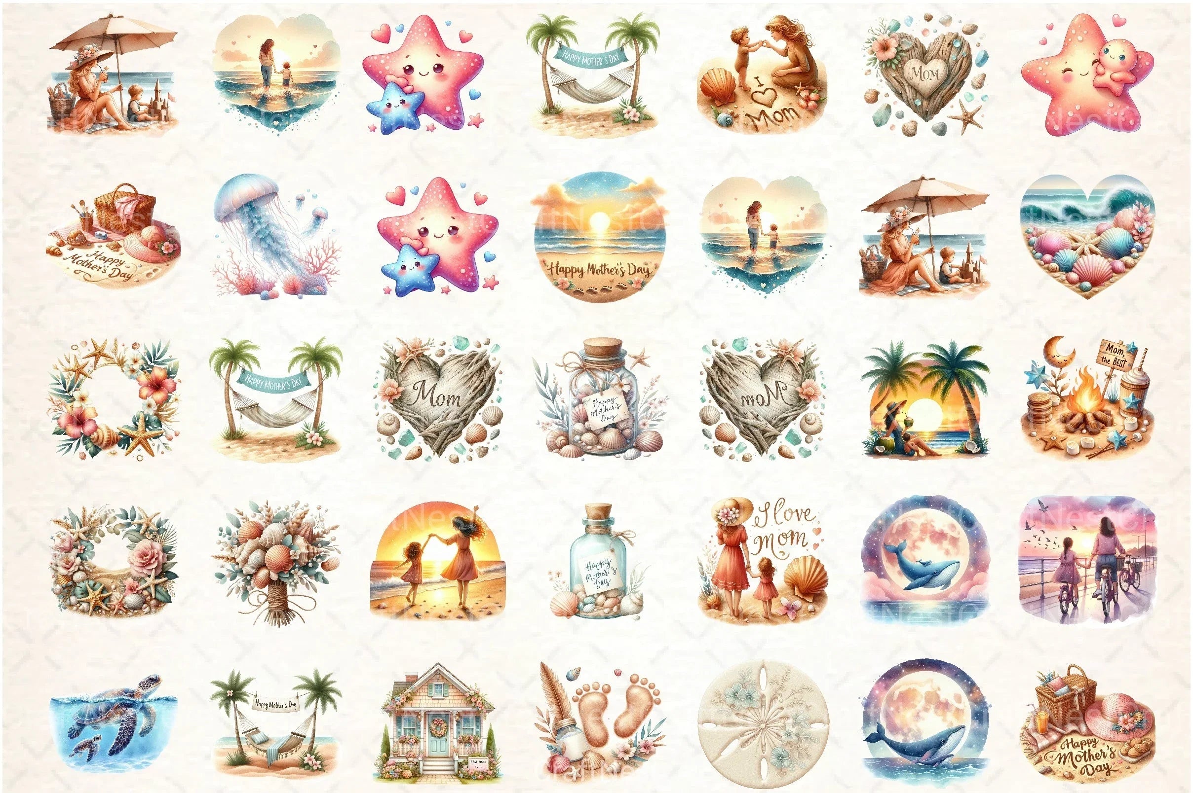 Mother's Day Beach Clipart Bundle - CraftNest - Digital Crafting and Art