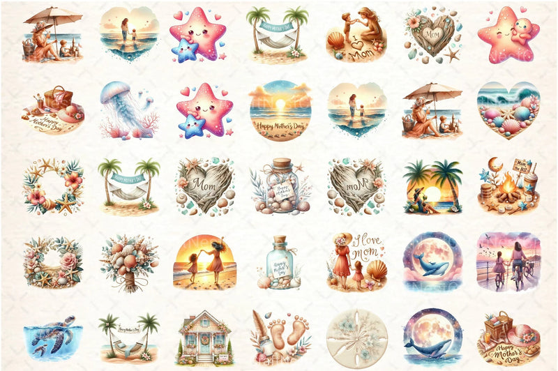 Mother's Day Beach Clipart Bundle - CraftNest - Digital Crafting and Art