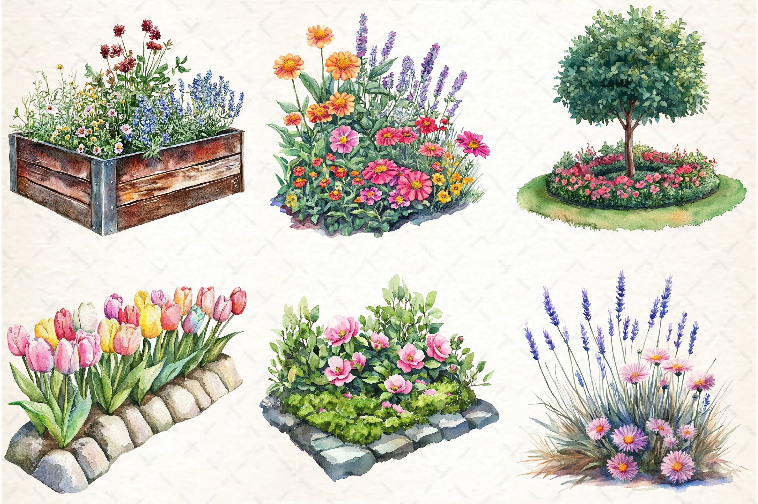 Garden Flower Bed Clipart Bundle