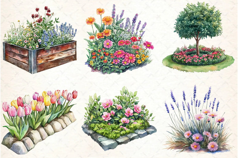 Garden Flower Bed Clipart Bundle - CraftNest - Digital Crafting and Art